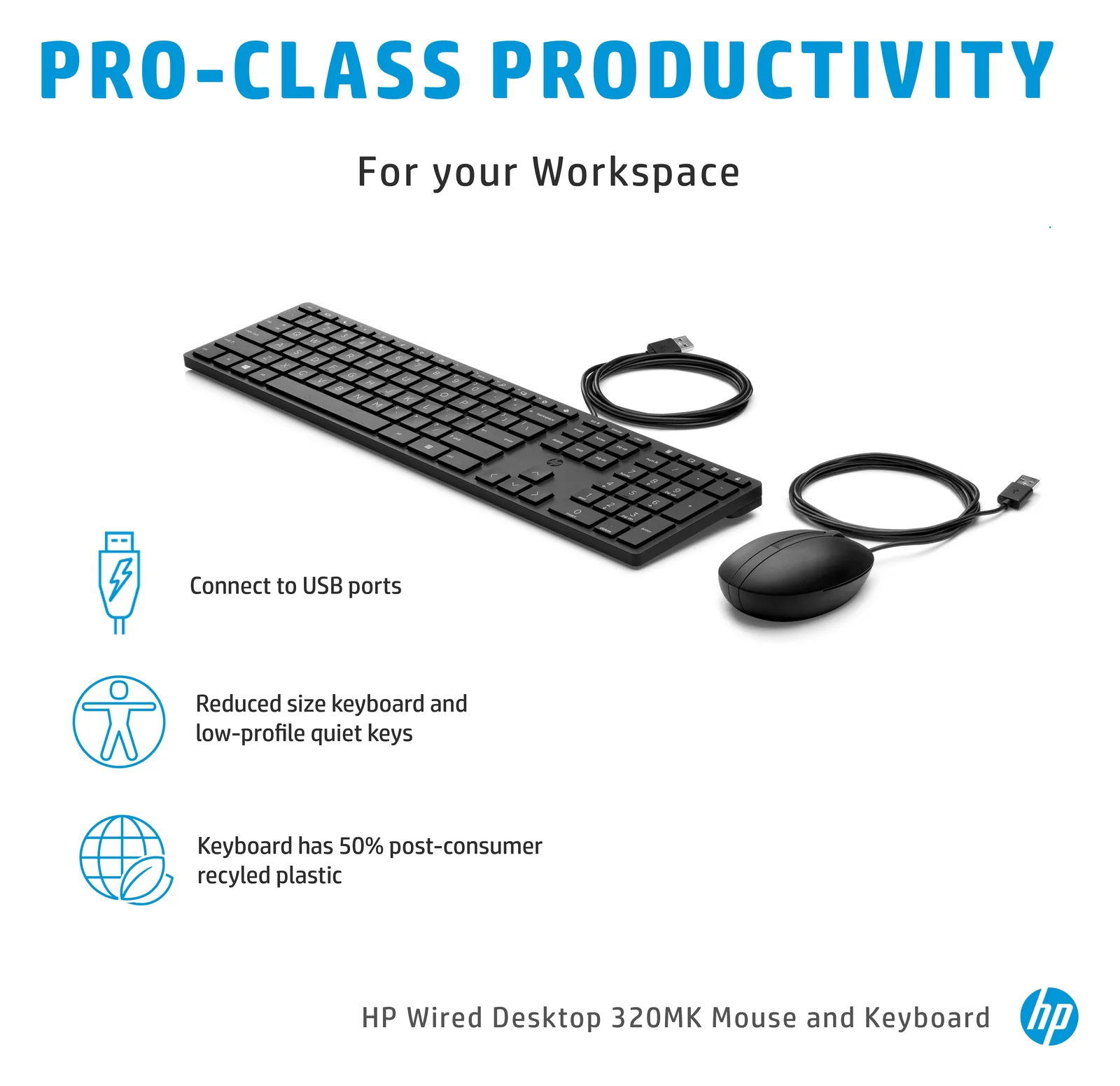 HP Desktop 320MK - Tastatur-und-Maus-Set - TL: US, QWERTY, Ansicht 2