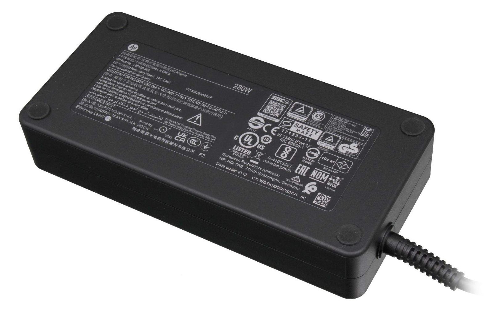 HP Original HP power supply 280 watts round plug 7.4 mm pin AC adapter charger with