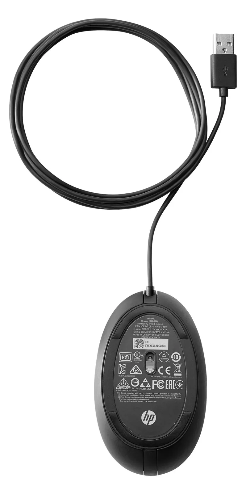 HP Wired Desktop 320M Mouse - Beidhändig - Optisch - USB Typ-A - Schwarz, Ansicht 3