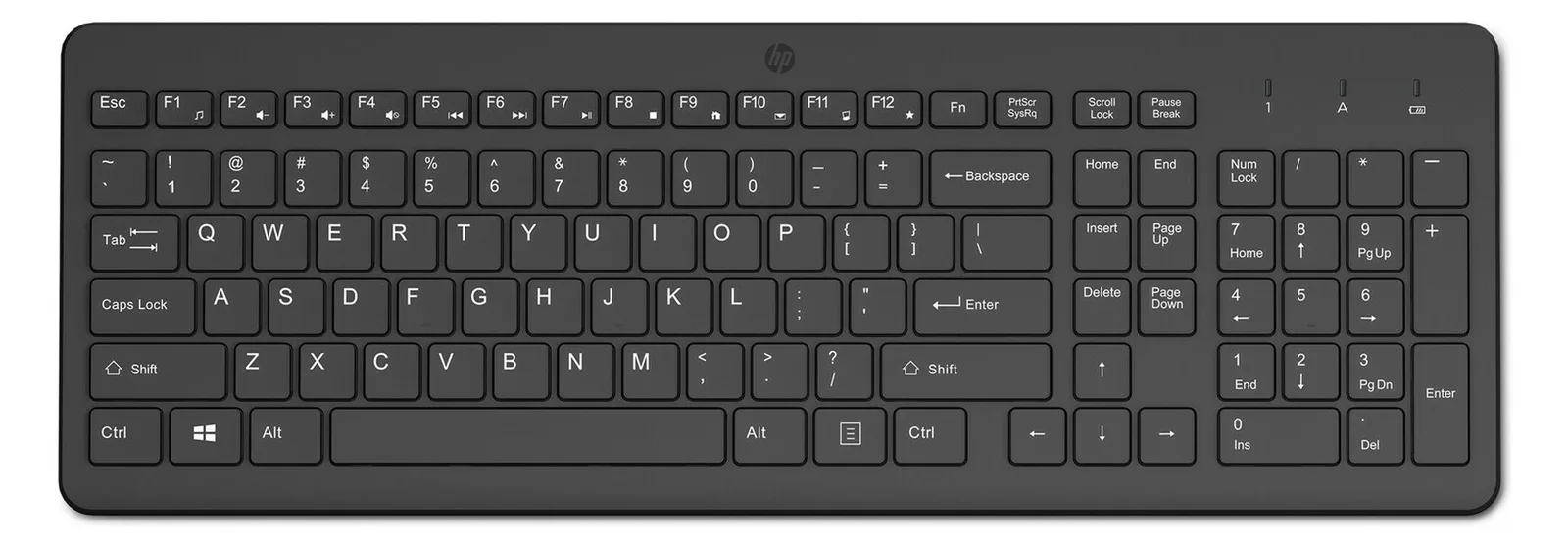 HP 225 - Tastatur - 2,5-Zonen-Layout - full size - kabellos 2.4 GHz Schwarz - TL: Rumänisch, QWERTY, Ansicht 2
