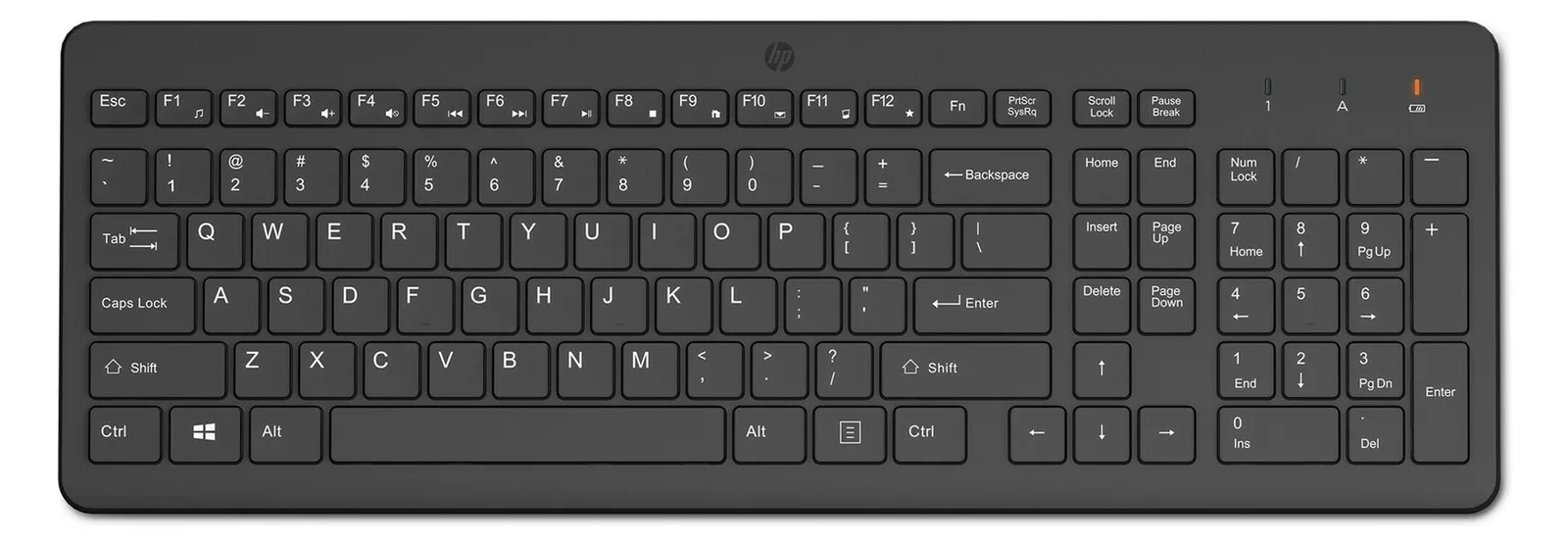 HP 225 - Tastatur - 2,5-Zonen-Layout - full size - kabellos 2.4 GHz Schwarz - TL: Rumänisch, QWERTY, Ansicht 3