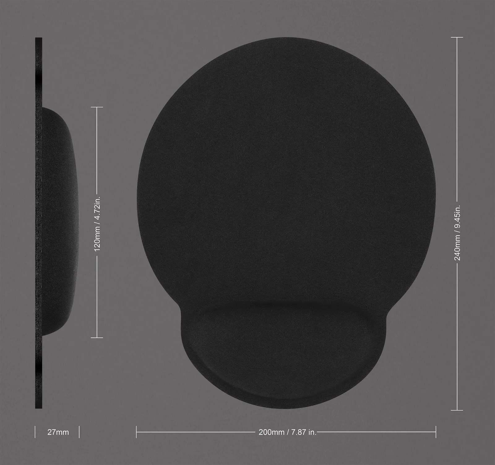 IC Intracom Manhattan Wrist Gel Support Pad and Mouse Mat, Black, non slip base, Lifetime Warranty, Ansicht 2