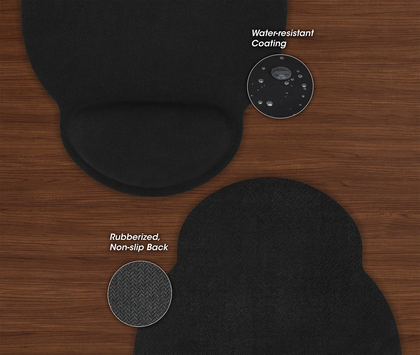 IC Intracom Manhattan Wrist Gel Support Pad and Mouse Mat, Black, non slip base, Lifetime Warranty, Ansicht 3