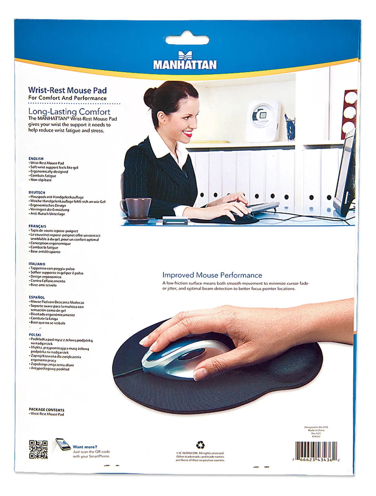 IC Intracom Manhattan Wrist Gel Support Pad and Mouse Mat, Black, non slip base, Lifetime Warranty, Ansicht 4