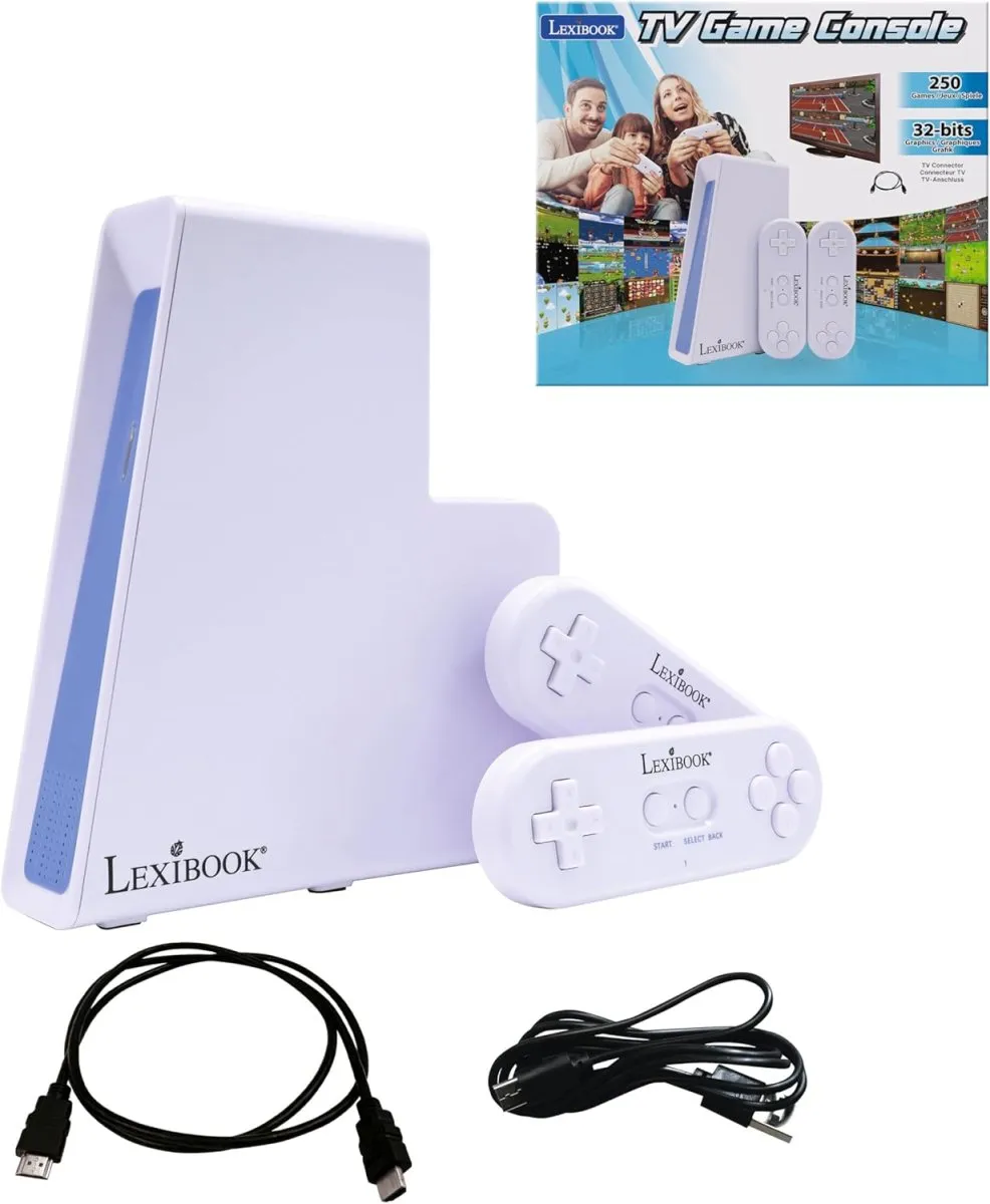 Lexibook, TV-Spielkonsole mit 2 drahtlosen Controllern, 250 Spiele, 32-Bit-Grafik, TV-Anschluss, JG7440 — Bild 2