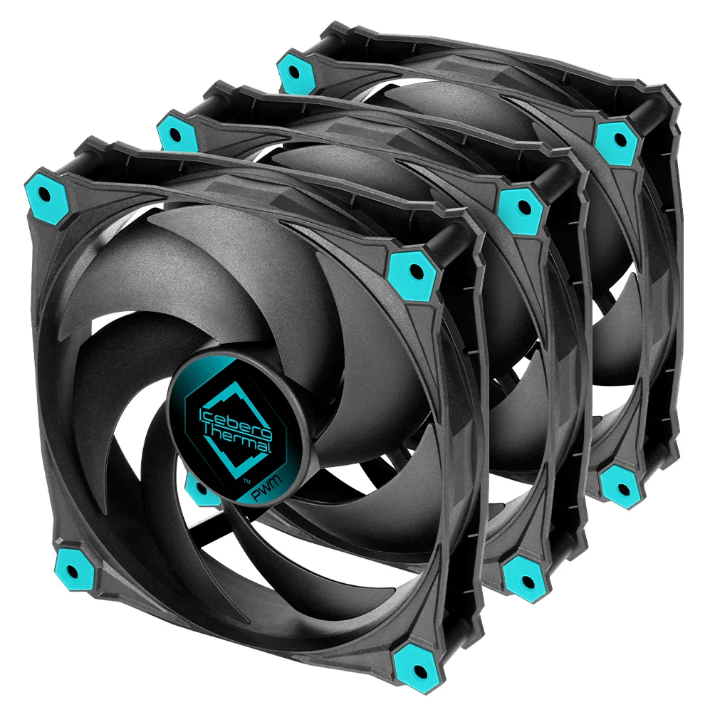 Iceberg Thermal IceGale - Gehäuselüfter - 120 mm - Schwarz (Packung mit 3), Ansicht 2