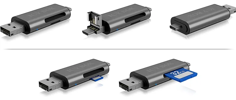 ICY BOX ICY BOX IB-CR200-C - Kartenleser (MMC, SD, microSD, SDHC, microSDHC, SDXC, microSDXC, SDHC UHS-I, Ansicht 2
