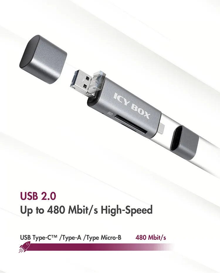 ICY BOX ICY BOX IB-CR200-C - Kartenleser (MMC, SD, microSD, SDHC, microSDHC, SDXC, microSDXC, SDHC UHS-I, Ansicht 3