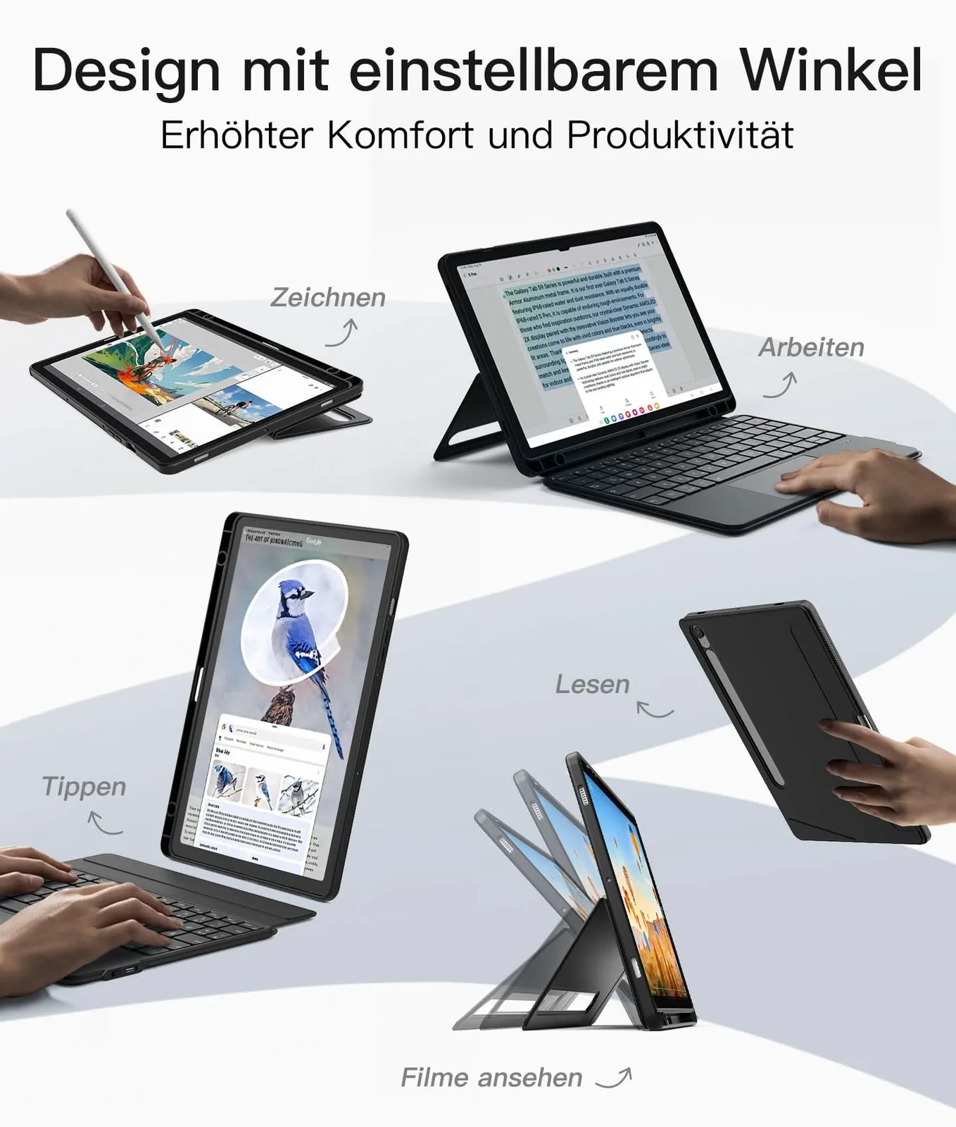 Inateck N0064_black Galaxy Tab Tastatur mit Touchpad - TL: Deutsch, QWERTZ, Ansicht 4