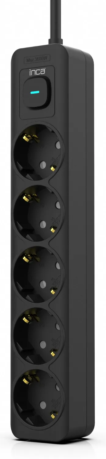 INCA Steckdosenleiste IPW-44SY 5fach LED Anz. Black 1.5m - Steckdosenleiste, Ansicht 3