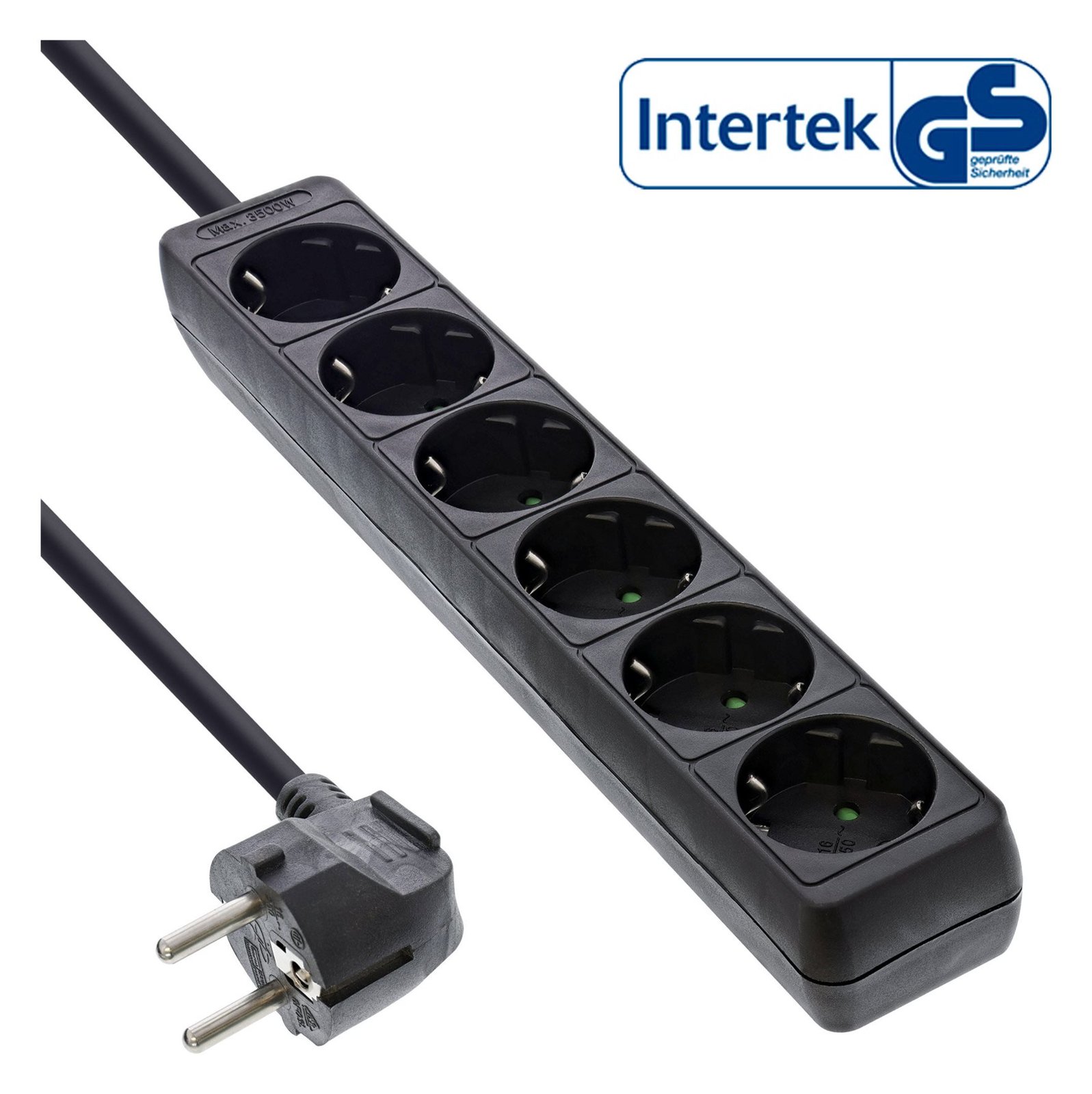 InLine Steckdosenleiste - 6-fach Schutzkontakt - schwarz - 5m