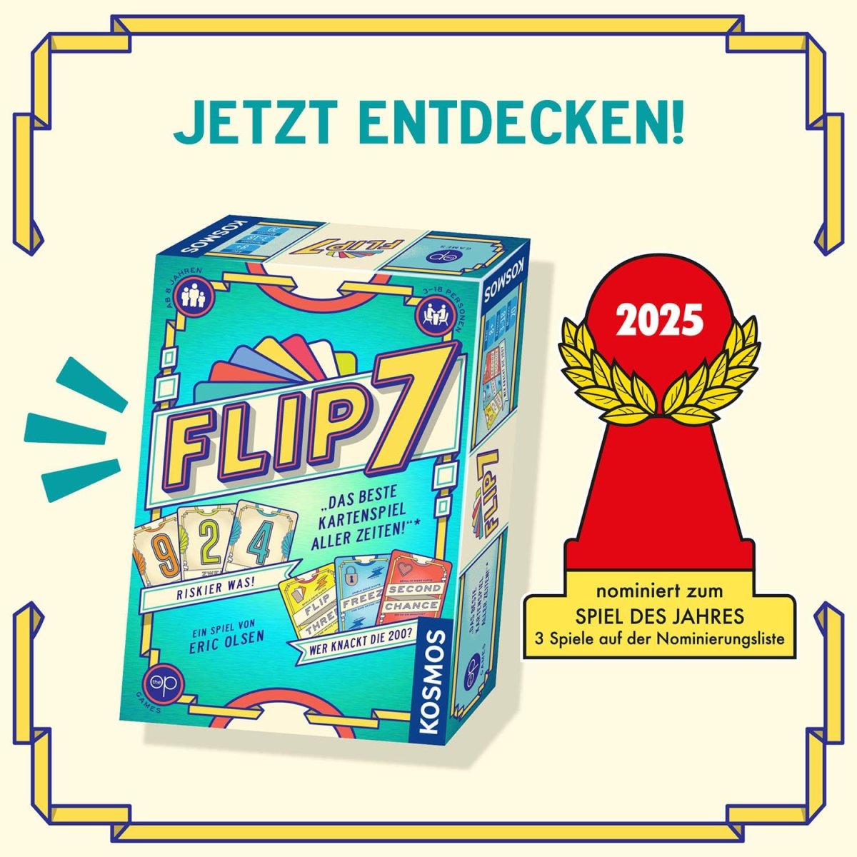 Kosmos 685430 Flip 7, deutsche Ausgabe, Kartenspiel mit schnellem und einfachen Black Jack Prinzip, für 3-18 Personen ab 8 Jahren, Spiel für große Gruppen, nominiert zum Spiel des Jahres 2025 — Bild 7