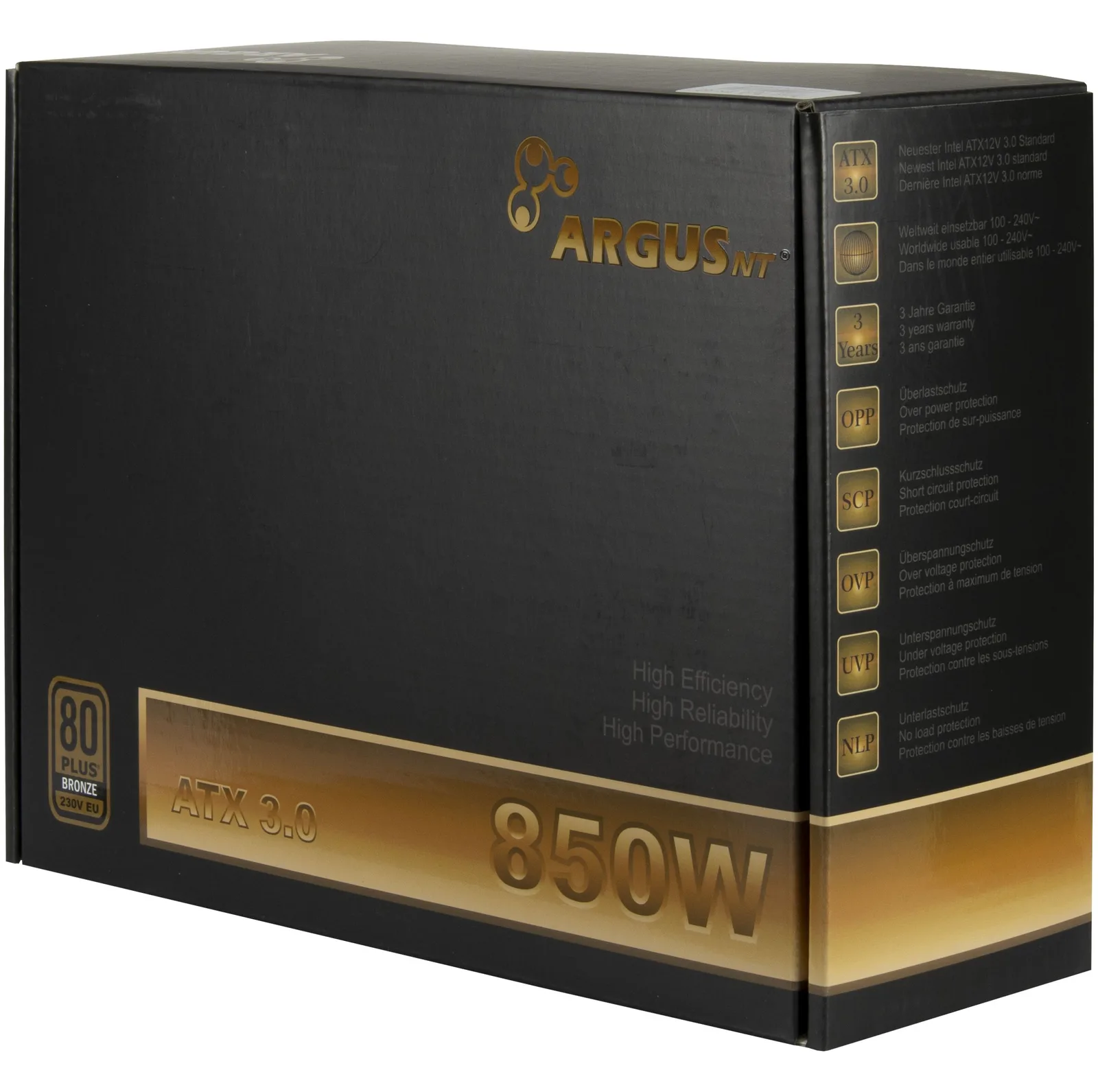 Inter-Tech Netzteil 850W ArgusNT BPS-850 Bronze ATX 3.0 Std. - PC-/Server Netzteil - 180 min, Ansicht 2
