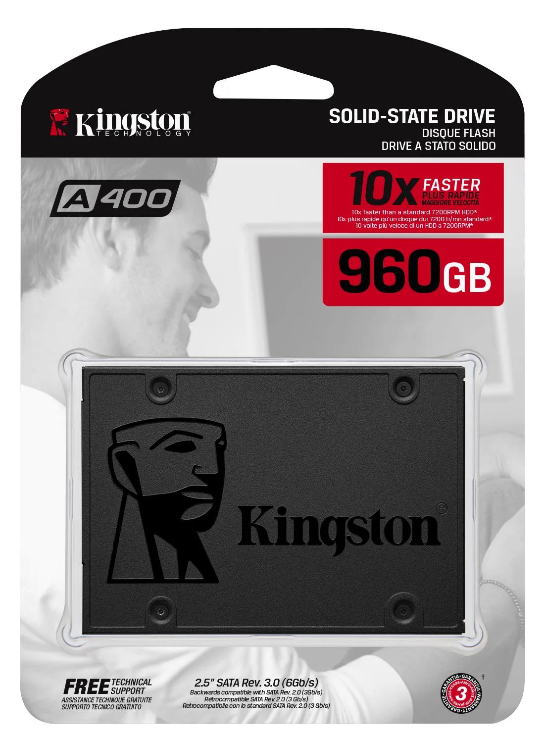 Kingston A400 - SSD - 960 GB - intern - 2.5 (6.4 cm), Ansicht 2