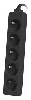 Lanberg PS0-05E-0300-BK - 3 m - 5 AC-Ausgänge - Indoor - Typ E - Schwarz - 2500 W