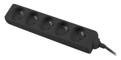 Lanberg PS0-05E-0300-BK - 3 m - 5 AC-Ausgänge - Indoor - Typ E - Schwarz - 2500 W, Ansicht 3