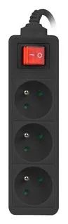 Lanberg PS1-03E-0150-BK - 1,5 m - Drinnen - Typ E - Schwarz - 3 AC-Ausgänge - 2500 W, Ansicht 4