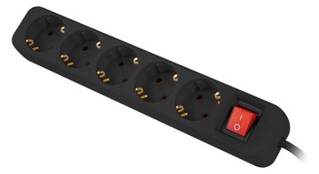 Lanberg PS1-05F-0300-BK Stikdase 5-stik 10A Sort 3m von LumaTech