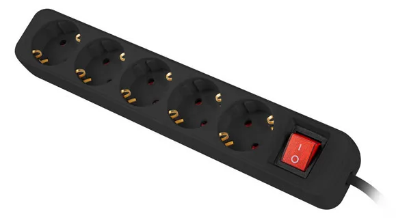 Lanberg PS1-05F-0300-BK Stikdase 5-stik 10A Sort 3m, Ansicht 2