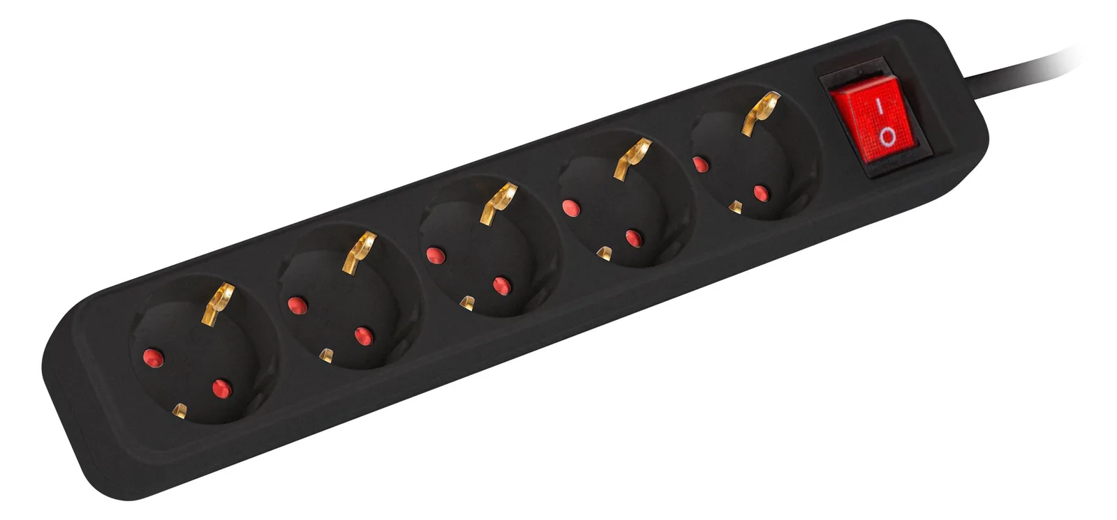Lanberg PS1-05F-0300-BK Stikdase 5-stik 10A Sort 3m, Ansicht 3