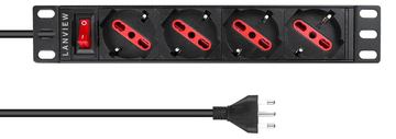 Lanview 10 inch 4 port Type F/J Italy plug with switch 2M von LumaTech