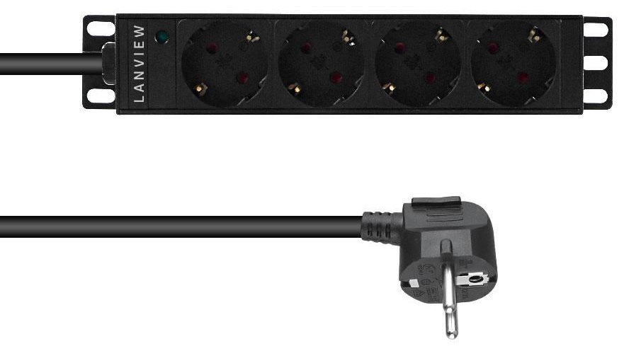 Lanview 10´´ 4-way Schuko outlets with 2-meter 3G1.5mm2 cable von LumaTech
