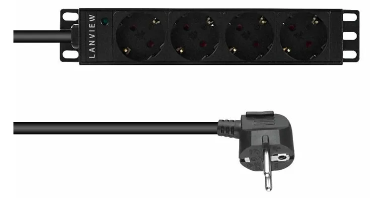 Lanview 10´´ 4-way Schuko outlets with 2-meter 3G1.5mm2 cable, Ansicht 3