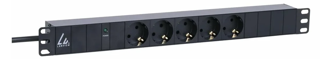 Lanview 19'' rack mount power strip 10A with 5 x Schuko type - Rackbefestigung, Ansicht 2