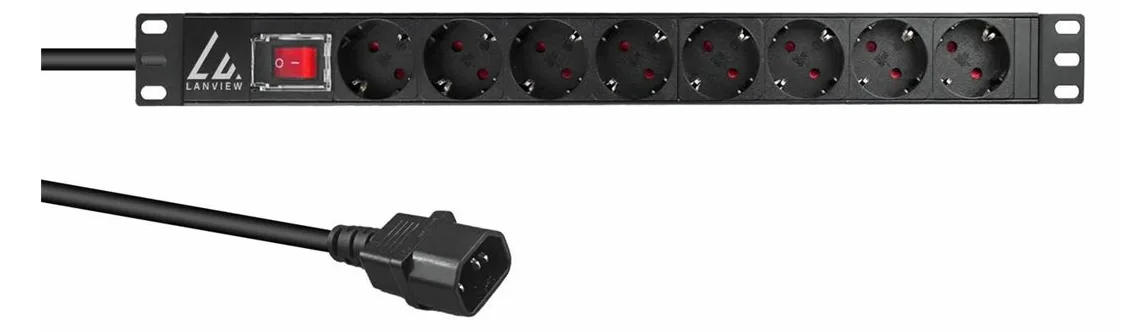 Lanview 19'' rack mount power strip 16A with 8 x Schuko - Rackbefestigung, Ansicht 2