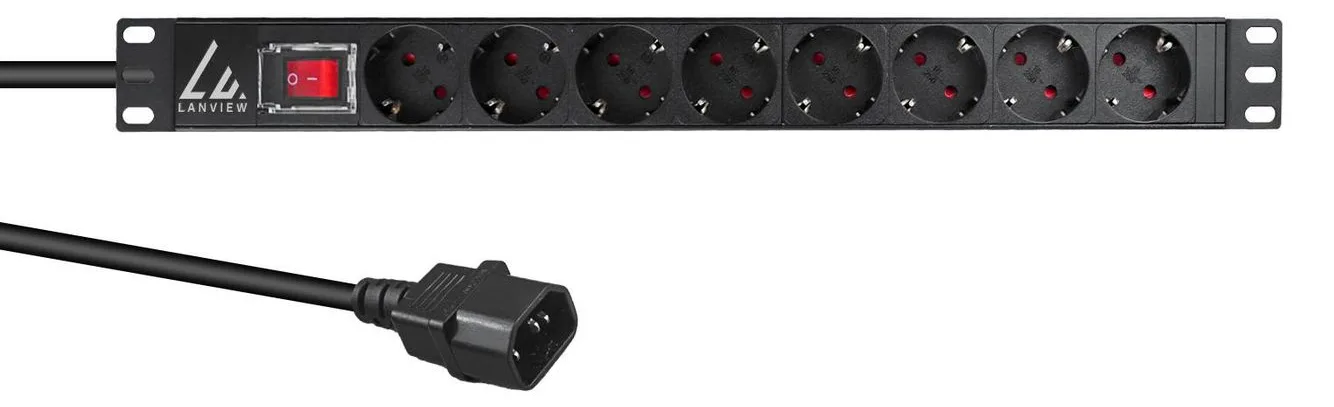 Lanview 19'' rack mount power strip 16A with 8 x Schuko - Rackbefestigung, Ansicht 3