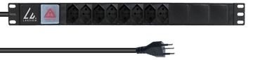 Lanview 19'' rack mount power strip 8 port Swiss T13 10A with von LumaTech