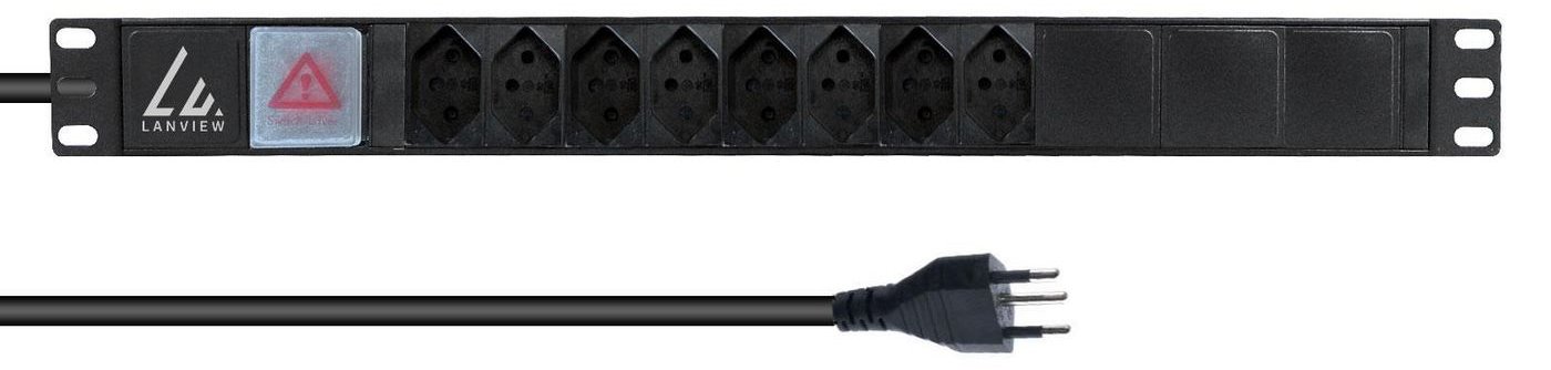 Lanview 19'' rack mount power strip 8 port Swiss T13 10A with von LumaTech