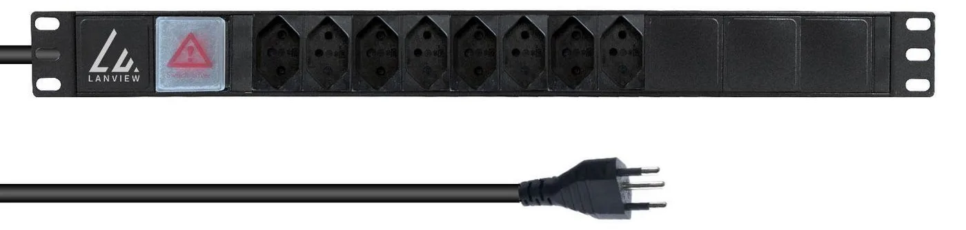 Lanview 19'' rack mount power strip 8 port Swiss T13 10A, Ansicht 2
