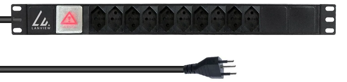 Lanview 19 rack mount power strip 10 port Swiss T13 10A, Ansicht 2