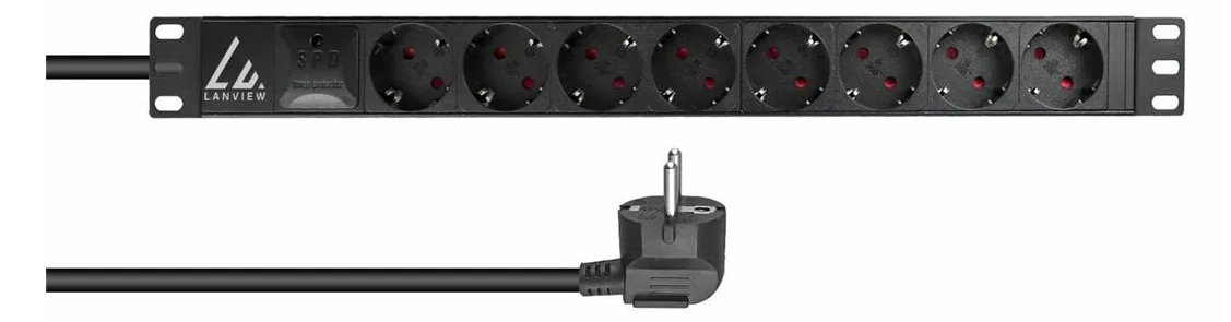 Lanview 19 Rack mount power strip 16A with 8 x Schuko type - Rackbefestigung, Ansicht 2