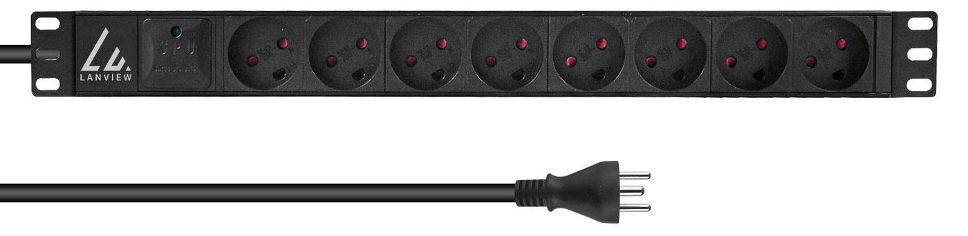 Lanview 19´` rack mount power strip 13A with 8 x type K von LumaTech