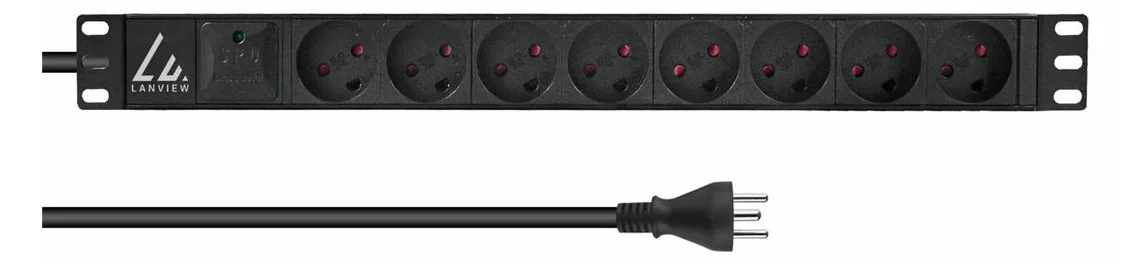 Lanview 19´` rack mount power strip 13A with 8 x type K, Ansicht 2