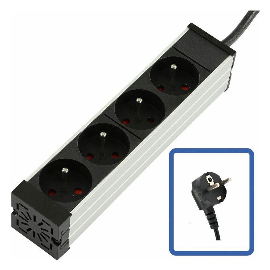 Lanview LOGON TUPS039 - Stromverteiler - Schwarz - Aluminium - 2 m - 4 AC-Ausgänge - 25,4 cm (10) von LumaTech