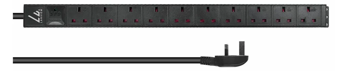 Lanview UK Rack mount power strip 1. 13A with 10x socket - Rackbefestigung, Ansicht 2