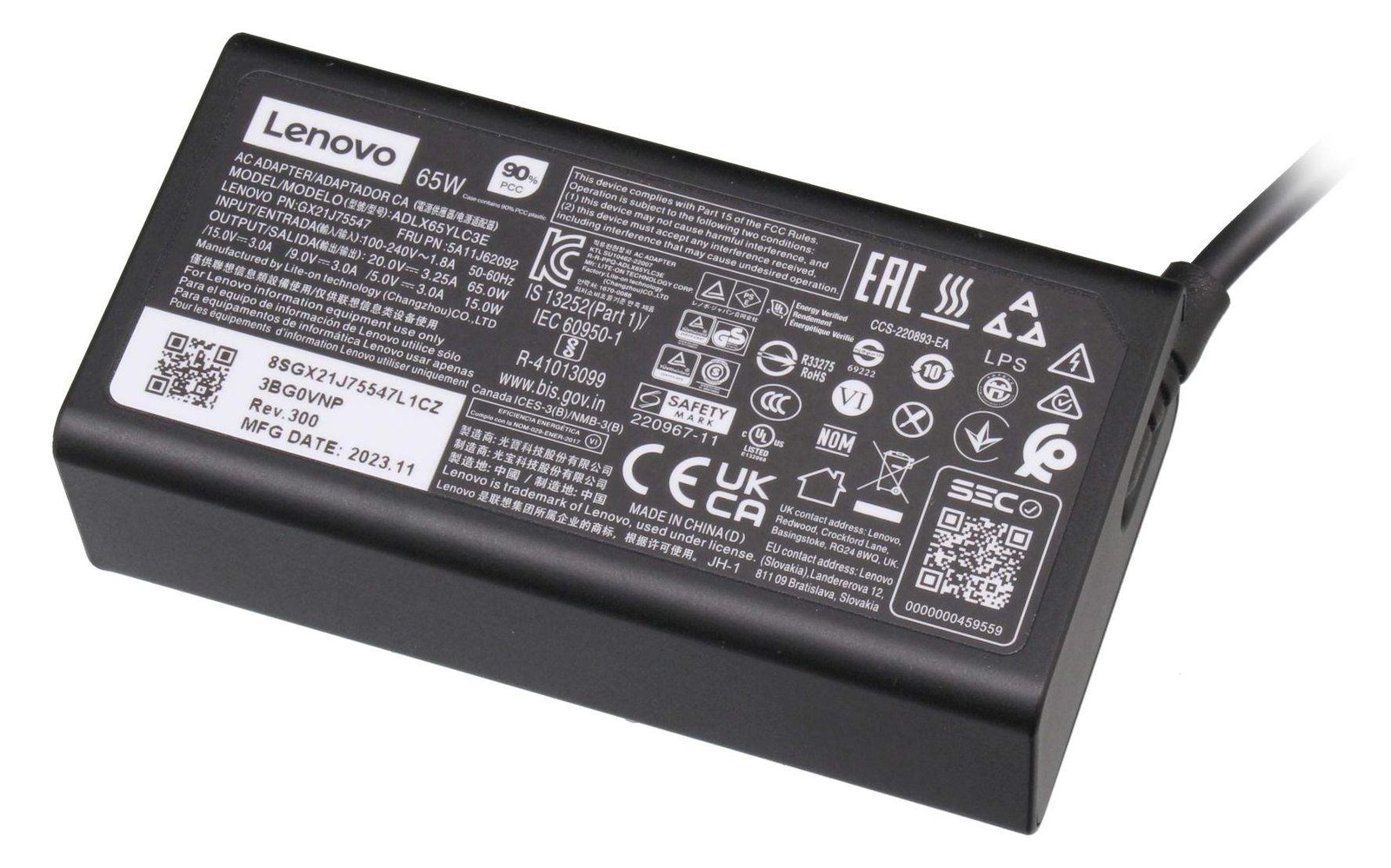 Lenovo AC Adapter USB Type-C includes power cable - PC-/Server Netzteil