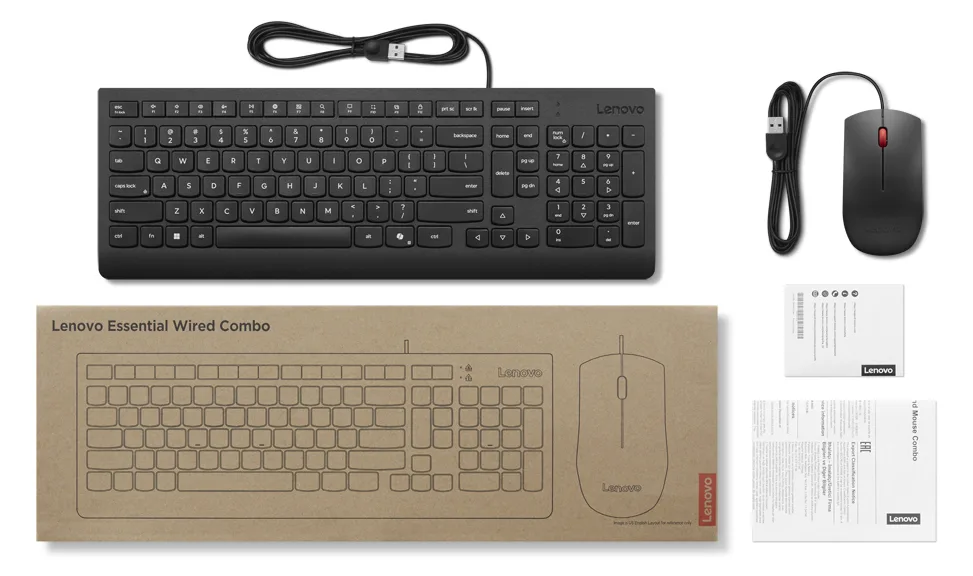 Lenovo ESSENT.WIRED KEYB/MOUSE - TL: Deutsch, QWERTZ, Ansicht 3