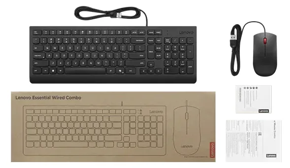 Lenovo Essential Wired Combo - Tastatur-und-Maus-Set - TL: Nordisch, QWERTY - Dänisch, Ansicht 3
