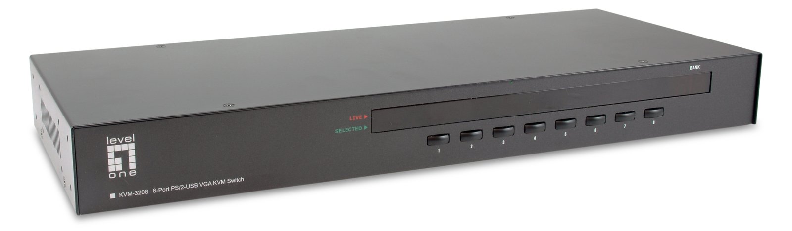 LevelOne 8-Port PS/2-USB VGA KVM Switch - 2048 x 1536 Pixel - Rack-Einbau - 1U - Schwarz von LumaTech