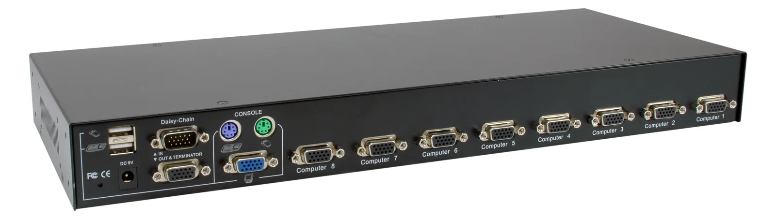 LevelOne 8-Port PS/2-USB VGA KVM Switch - 2048 x 1536 Pixel - Rack-Einbau - 1U - Schwarz, Ansicht 2