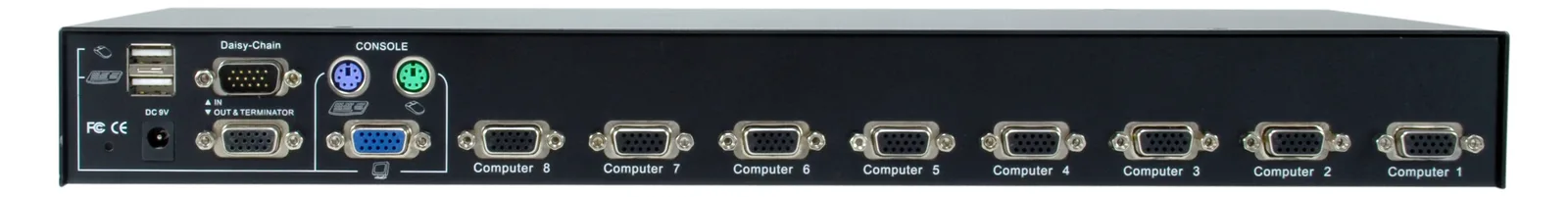 LevelOne 8-Port PS/2-USB VGA KVM Switch - 2048 x 1536 Pixel - Rack-Einbau - 1U - Schwarz, Ansicht 4