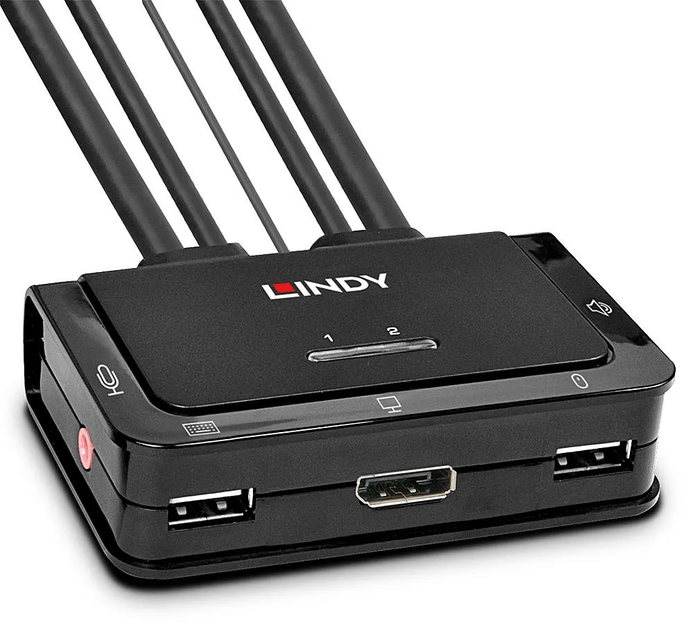 Lindy 2 Port DisplayPort 1.2, USB 2.0 & Audio Cable KVM Switch, Ansicht 2