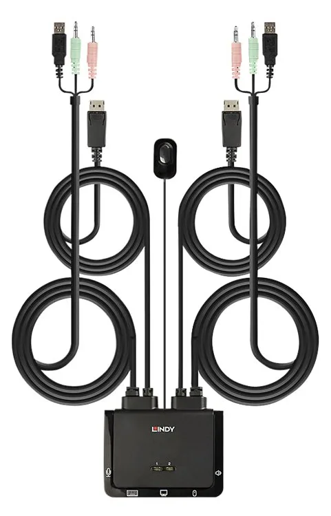 Lindy 2 Port DisplayPort 1.2, USB 2.0 & Audio Cable KVM Switch, Ansicht 3