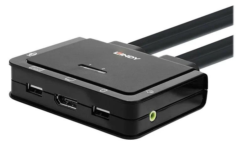Lindy 2 Port DisplayPort 1.2, USB 2.0 & Audio Cable KVM Switch, Ansicht 4