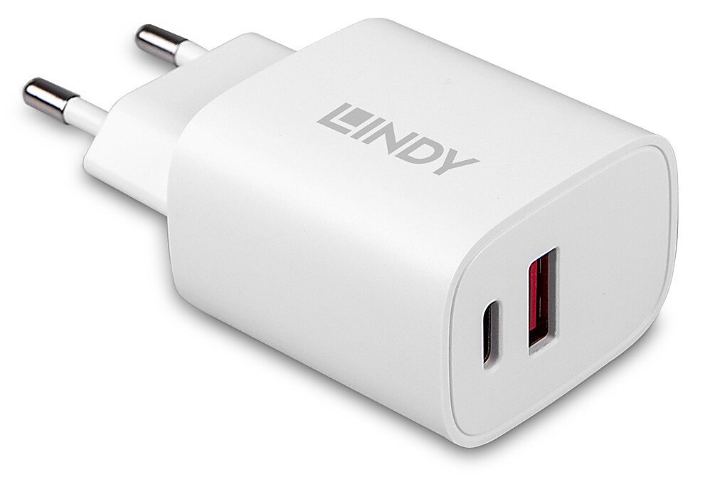Lindy Netzteil - 20 Watt - 3 A - PD 3.0 - 2 Ausgabeanschlussstellen (USB, 24 pin USB-C)