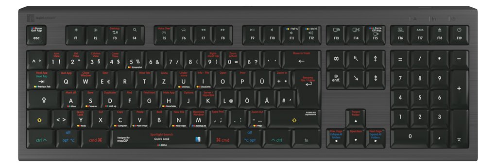Logickeyboard LKB-OSX-A2M-DE - Kabelgebunden - USB - Scherenschalter - LED - Schwarz - TL: Deutsch, QWERTZ